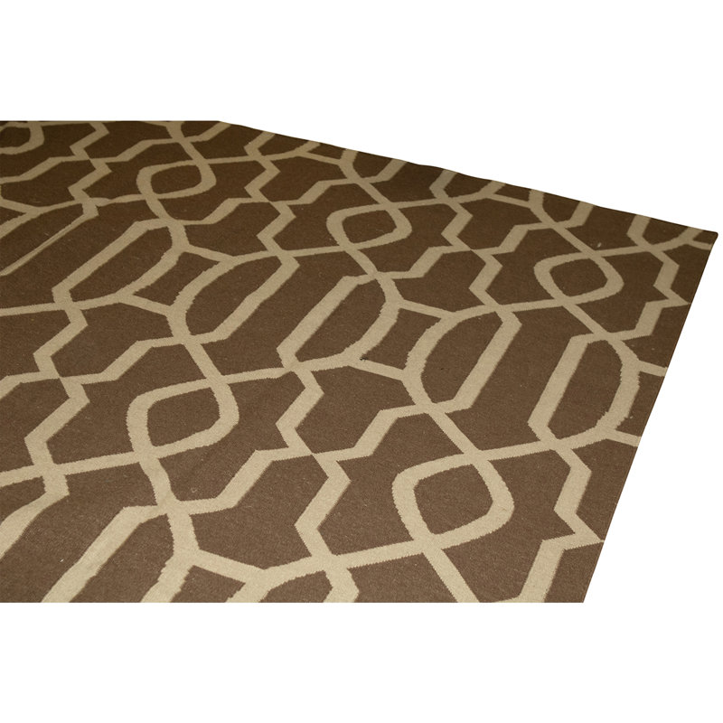 Flatweave Wool Area Rug in Espresso, Rectangle 6' x 8'10"
