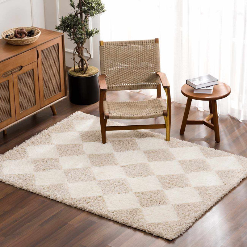 Axlan Contemporary Diiamond Geometric Beige Area Rug, Rectangle 6'7" x 9'6"