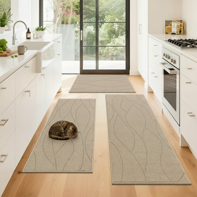 Tapis de cuisine antidérapants, tapis de cuisine absorbant lavable à la machine (ensemble de 3)