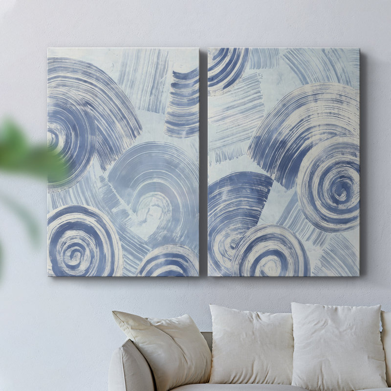 «Blue Nautilus», toile tendue avec châssis I-Premium - prête à être accrochée, H 48 po x l 64 po