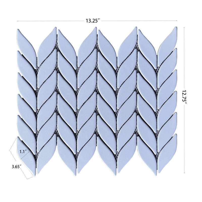 Petal/Leaf Matte Porcelain Mosaic Tile –  Wall & Floor Use, Blue