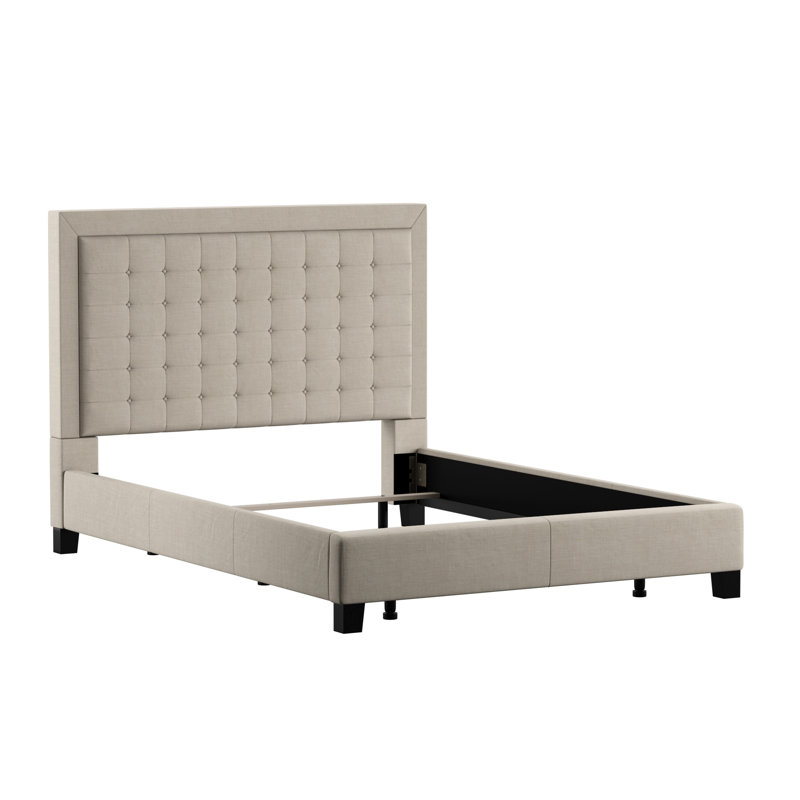 Kaster Upholstered Platform Bed, Heathered Beige Linen, Queen