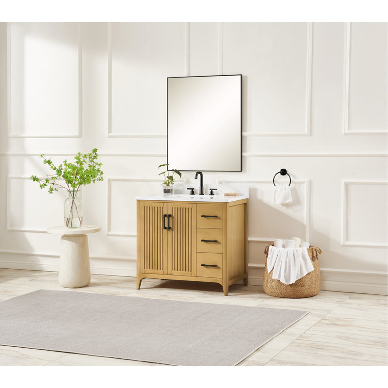 Meuble-lavabo en bois massif pré-assemblé avec US Power