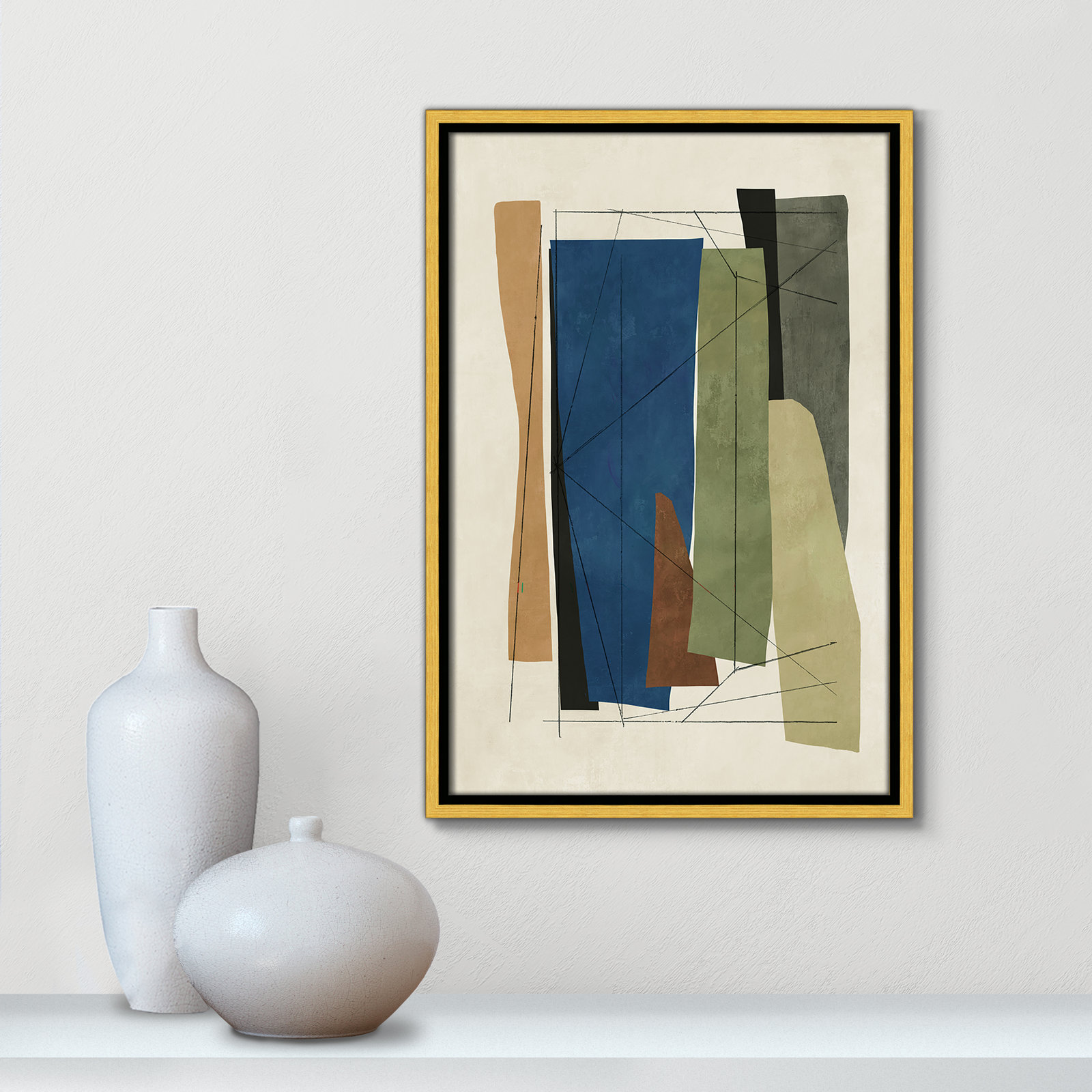 Beckton "Sync I" Print by Tom Reeves, 19.5" H x 13.5" W x 2" D, Gold Framed