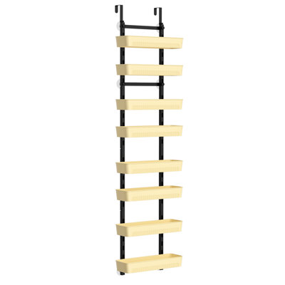 60.8-Inch Tall Over-The-Door Hanger With 8 Baskets Tall Door-Mounted Storage Rack