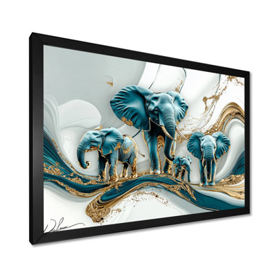 Glam Elephant Marble Giant II - éléphant, art mural, salon