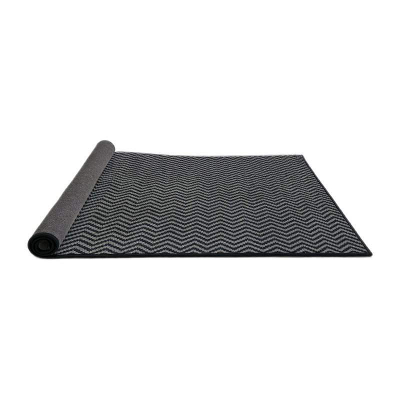 Tapis noir à chevrons Alanys, Rond 8 pi