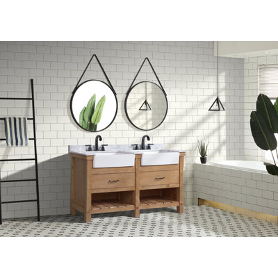 60'' Double Bathroom Vanity with Marble Top