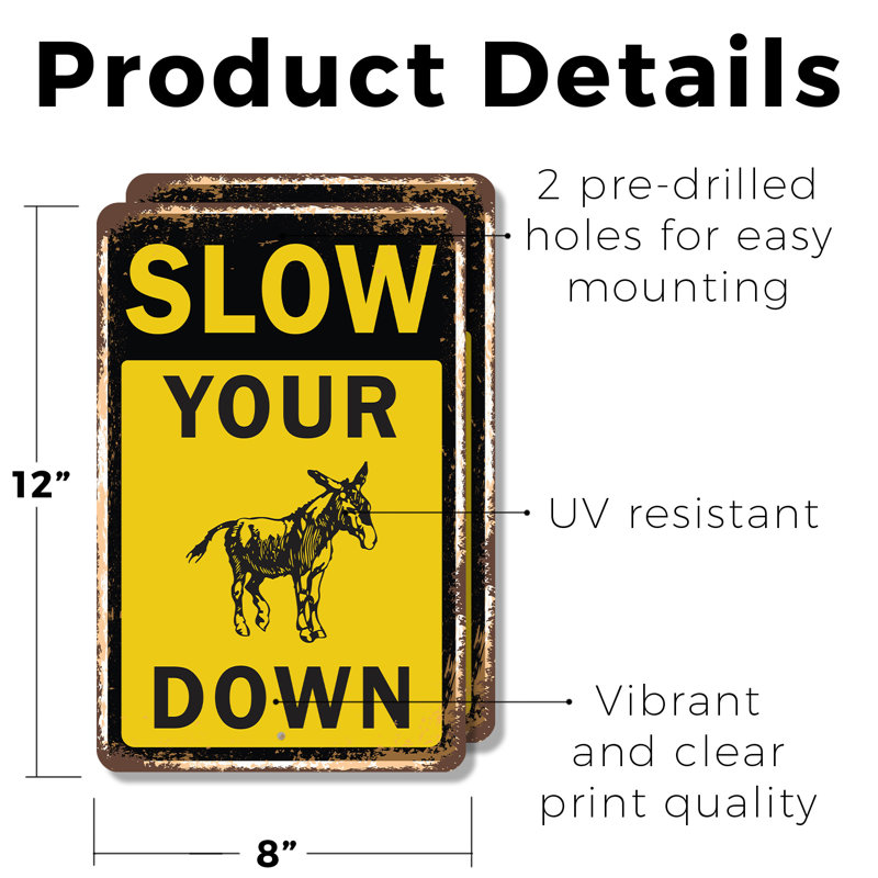 Slow Your __ Down (paquet de 2) en plastique 8 po x 12 po