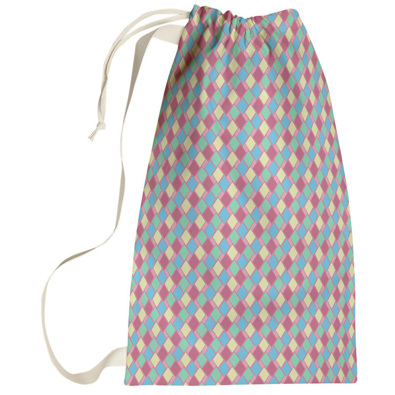 Sac à linge rétro diamants, Grand (H 76,5 po x l 29,5 po x P 1,5 po), Rose