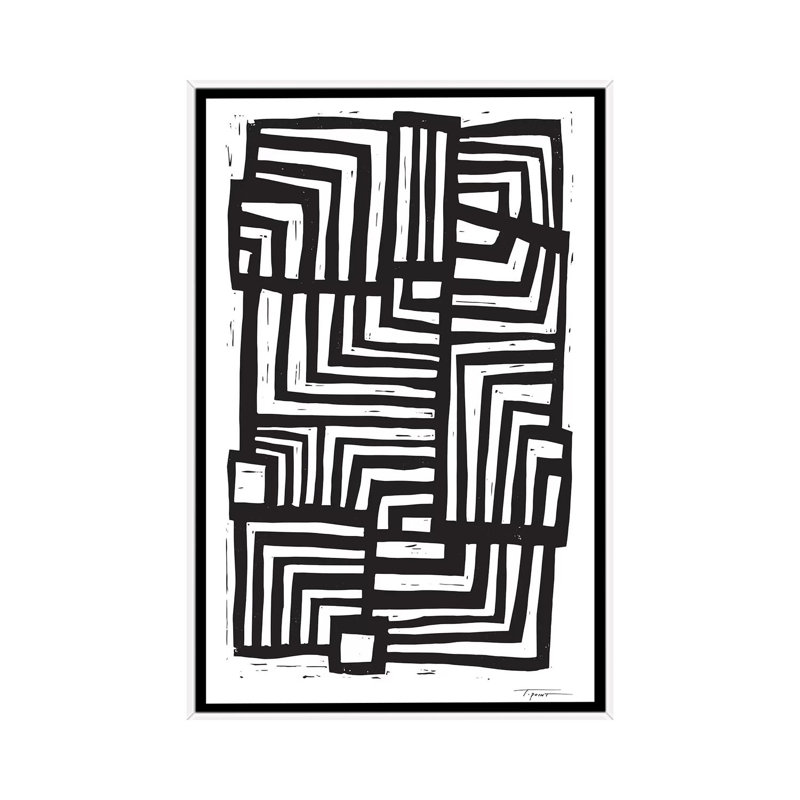 Déplacement de lignes - Impression d'art graphique, Pas de tapis, H 60 po x l 40po x P 1,5 po, Toile blanche encadrée