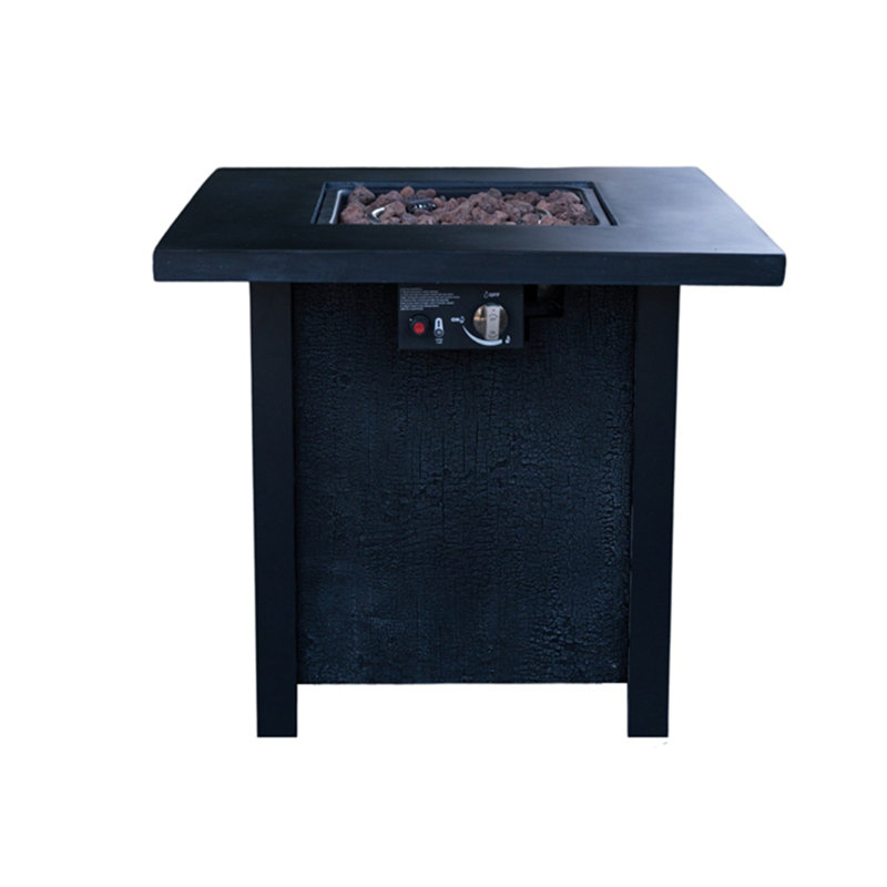 Foyer de table d'extérieur au gaz propane de 25 po de hauteur - procédé de sculpture résistant aux températures élevées de 50 000 BTU pour des matériaux écologiques avec l'effet du grain de tissage du rotin