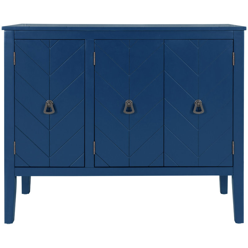Buffet décoratif 3 portes en bois massif, Bleu