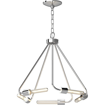 Lustre géométrique d'intérieur en nickel poli 5 lumières Orren Ellis 3035 Augusta