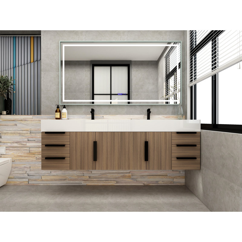 Meuble-lavabo simple mural 72 po Jessica, Bois
