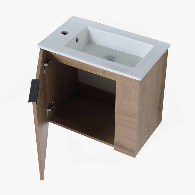 Meuble-lavabo de salle de bain avec lavabo 22 po pour petite salle de bain, meuble-lavabo flottant avec porte à fermeture en douceur