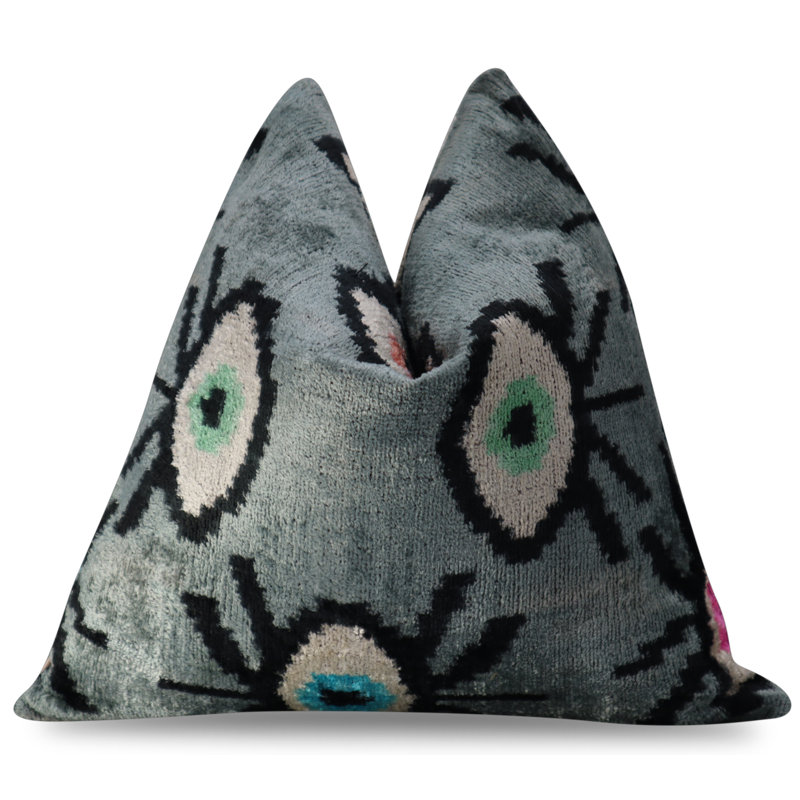 Coussin décoratif géométrique, Gris, 16 po x 16 po, Carré