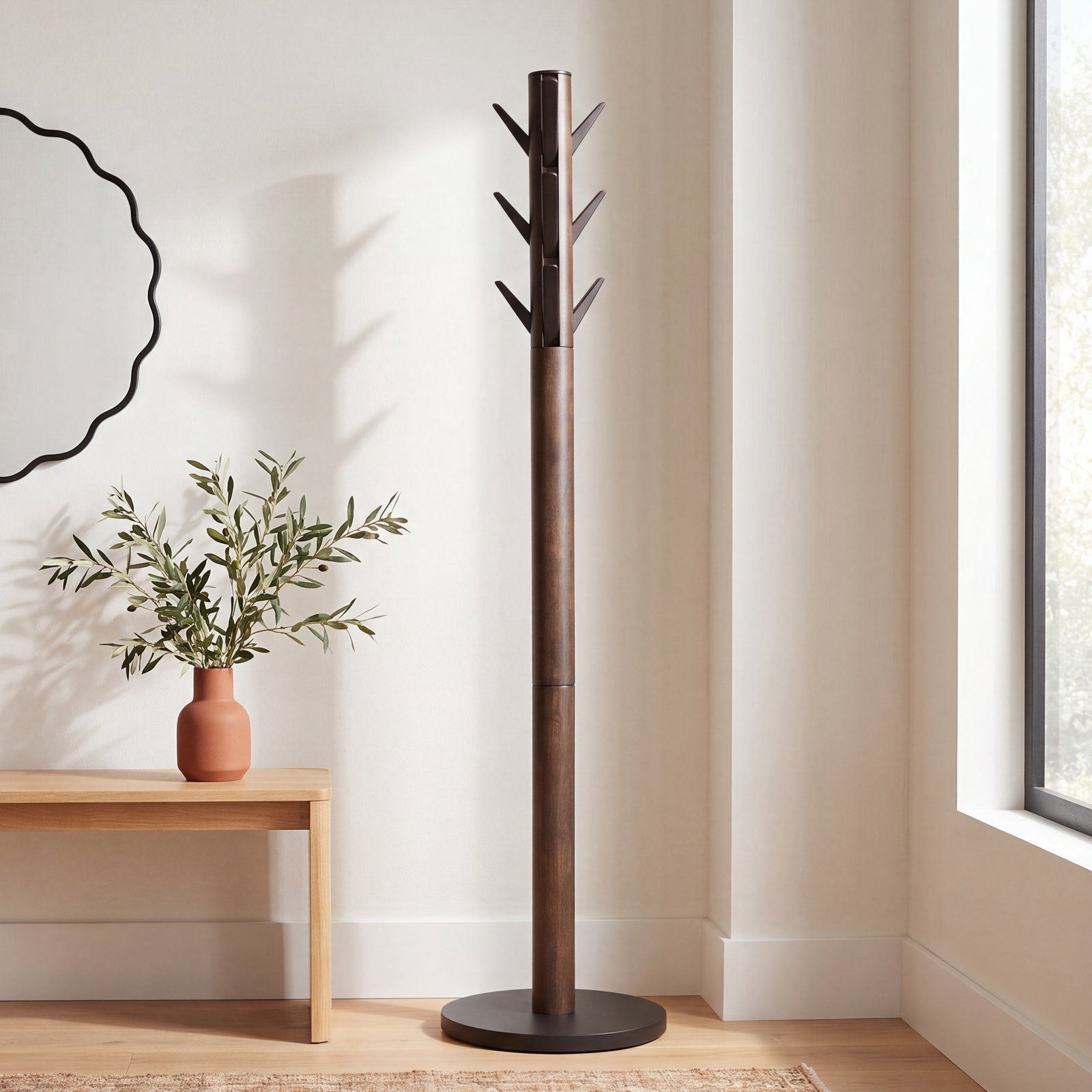 9 - Hook Freestanding Coat Rack, Brown