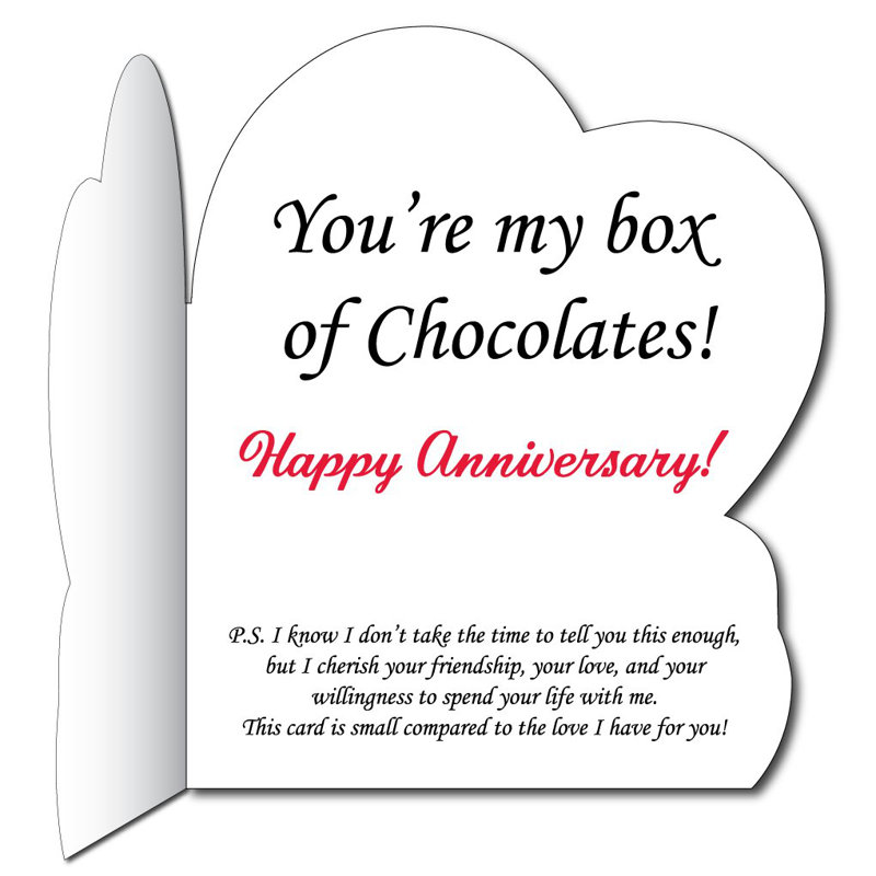 Carte d’anniversaire de mariage boîte de chocolat