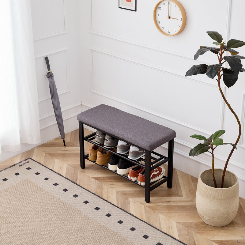Shoe Bench, Storage Bench, Entryway Bench With Cushion, Shoe Shelf With Seat, Space-Saving, Modern Style, For Living Room, Bedroom, Hallway