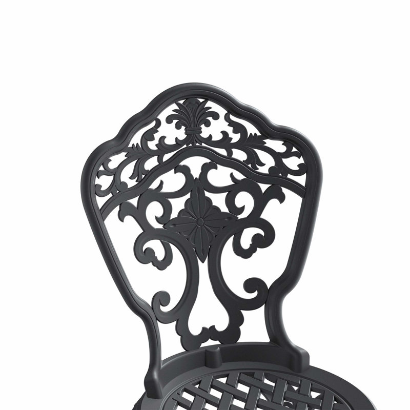 All-Weather Cast Aluminum Dining Furniture Set With Black Frame, 4