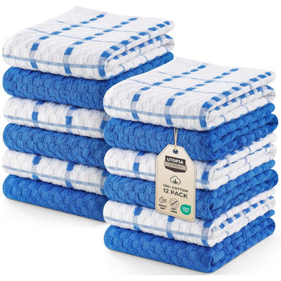 Ensemble de 12 serviettes de cuisine, ensemble de serviettes en 100% coton filé à anneaux super doux et absorbant