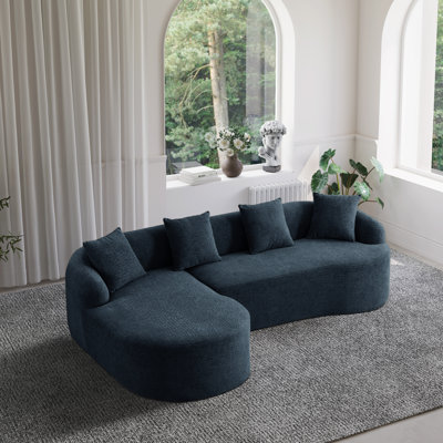 Canapé modulaire en forme de L 2 pièces avec design incurvé et méridienne orientée à gauche
