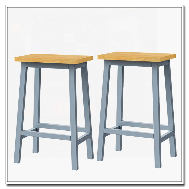 Solid Wood Bar Stools, Gray