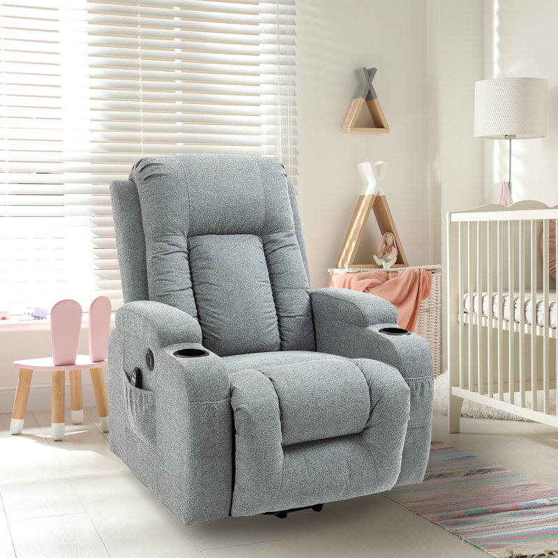 Bason High Back Recliner Chair with Massage, Warmth Heat and Lift Assist, Light Gray