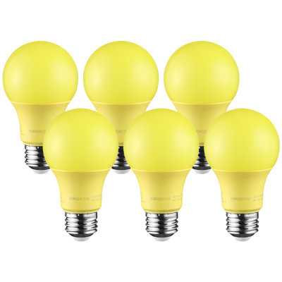 7w Yellow Led A19 Coloured Light Bulb, 7w (40w Equivalent), E26/e27 Base, Outdoor Bug Free Lights For Porch, Patio, Backyard, Entry Way