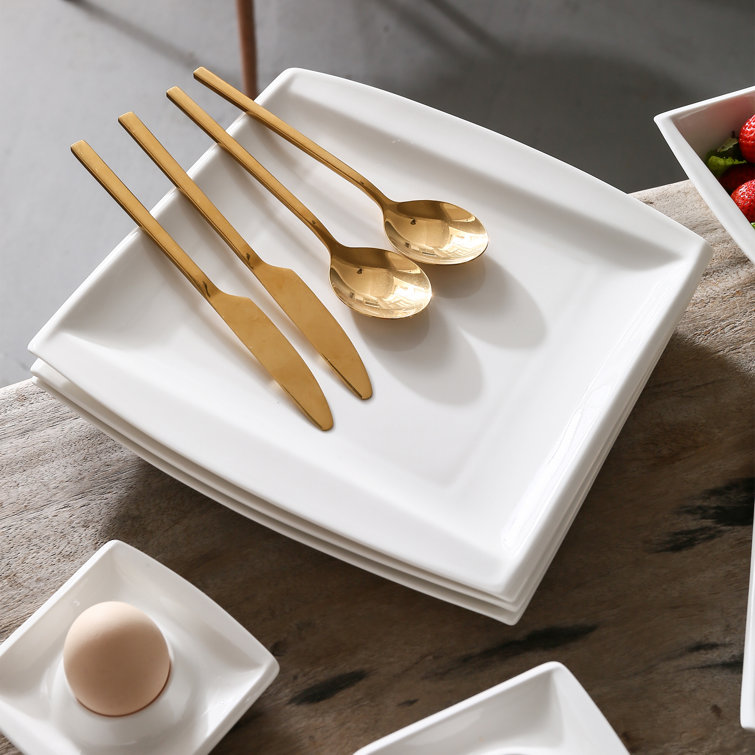 MALACASA Series Blance 6-Piece Ivory White Porcelain Dinnerware