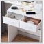 Bureau de maquillage compact avec lumières DEL réglables, prises de courant intégrées et rangement dissimulé pour les petites chambres