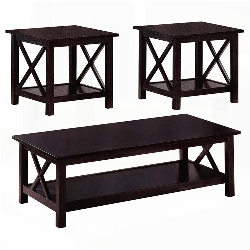 3-Piece Occasional Table Set Dark Merlot