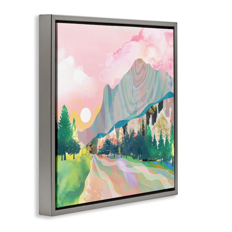 Mystic Canyon dans un cadre flottant pastel, design par Mia Charro, H 18 po x l 18 po, Cadre flottant gris lustré