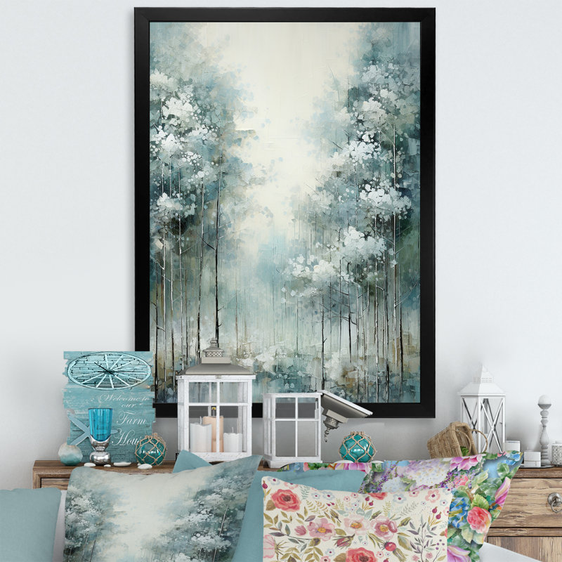 Pin, forêt enchantée I - pin, art mural, Cadre simple noir, H 32 po x l 24 po x P 1 po