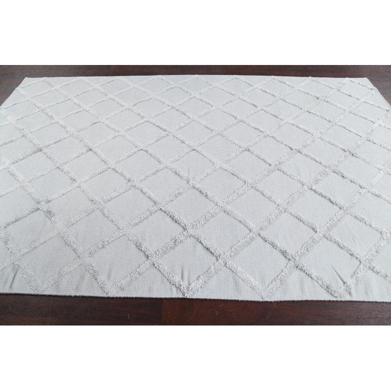 Wool and Viscose Geometric Indoor Rug