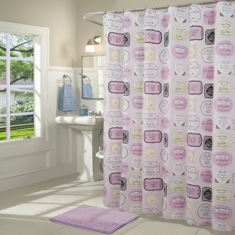Ensemble de rideau de douche 14 pièces en vinyle et crochets Darrel