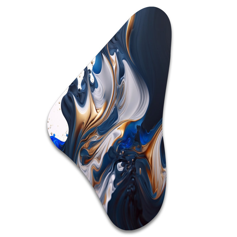 «Fortuna Ice Paint Splash V», art mural asymétrique en forme de Boomerang, H 39 po x l 21 po x P 1 po