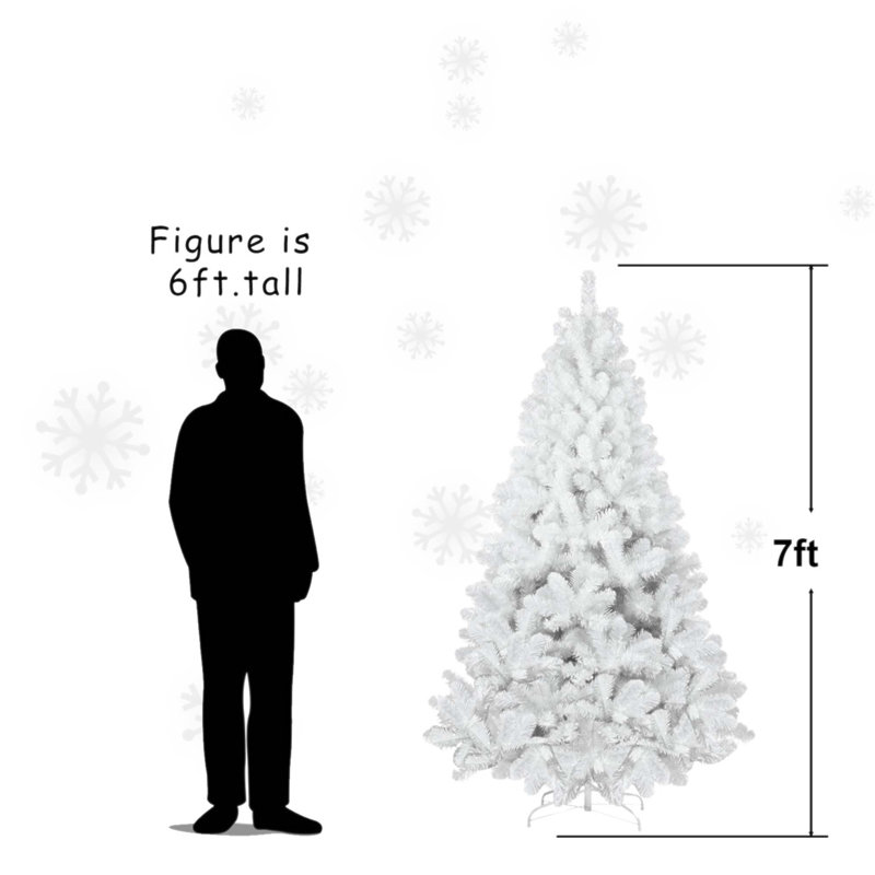 Arbre de Noël artificiel blanc 8 pi avec fil mémoire, 1430 pointes pour une apparence parfaite, assemblage facile pour un décor des Fêtes moderne