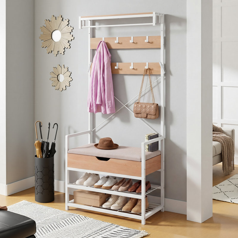 Hall Tree 80cm Wide, Beige/White