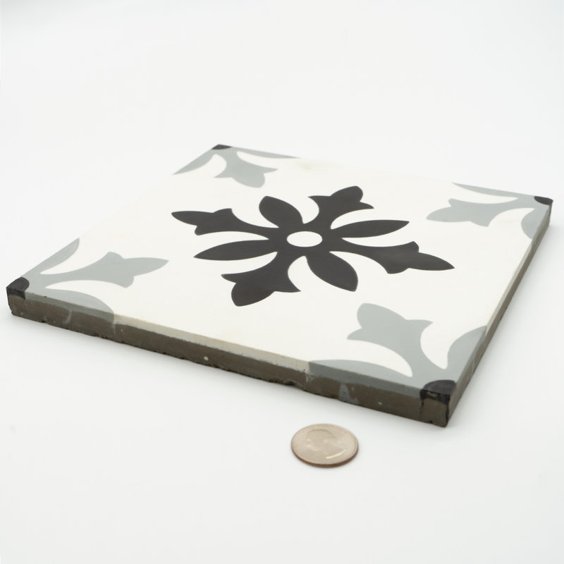 Azrou 8 in. x 8 in. Tile, Black/White/Gray