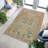 Floral Symphony Non Woven Soft Type Printed Rug Featuring Delicate Botanical Design in Cream and Blue Tones for a Subtle Interior Accent-114328715
