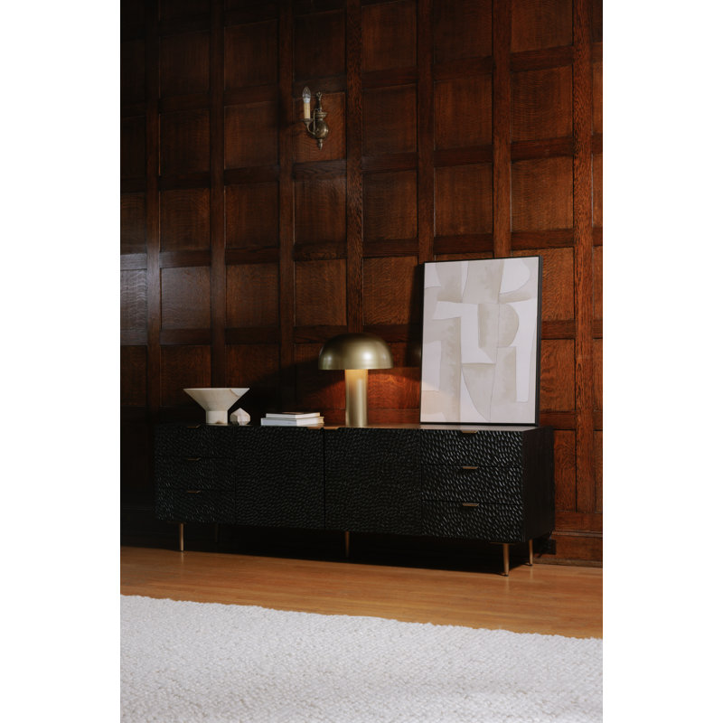 Breu Black Oak and Gold Iron 6-Drawer Sideboard