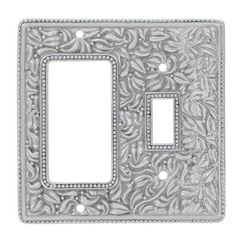 San Michele 2-Gang Toggle Light Switch / Rocker Combination Wall Plate, Satin Nickel