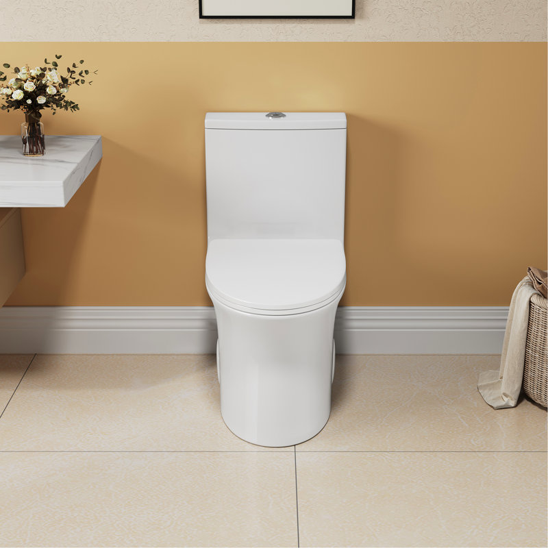 Toilette en céramique blanche, hauteur de confort allongée de 1,1 / 1,6 po, siège fermé T039wt stable