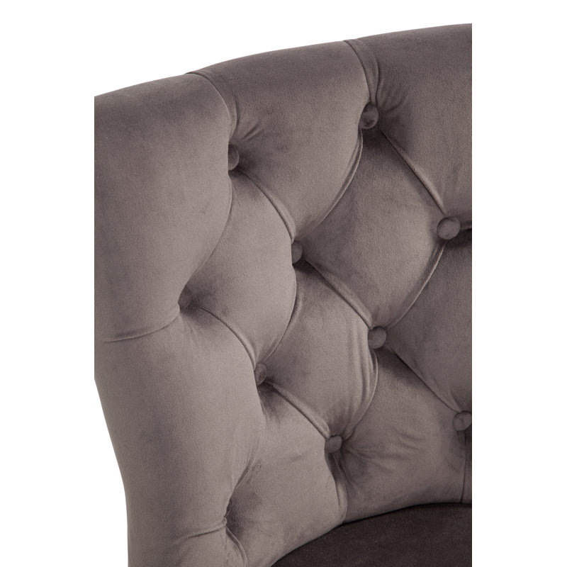 Maliki Diamond Button Tufted Dining Chair with Nail Trim, Velvet Look, Chocolate Brown Velvet