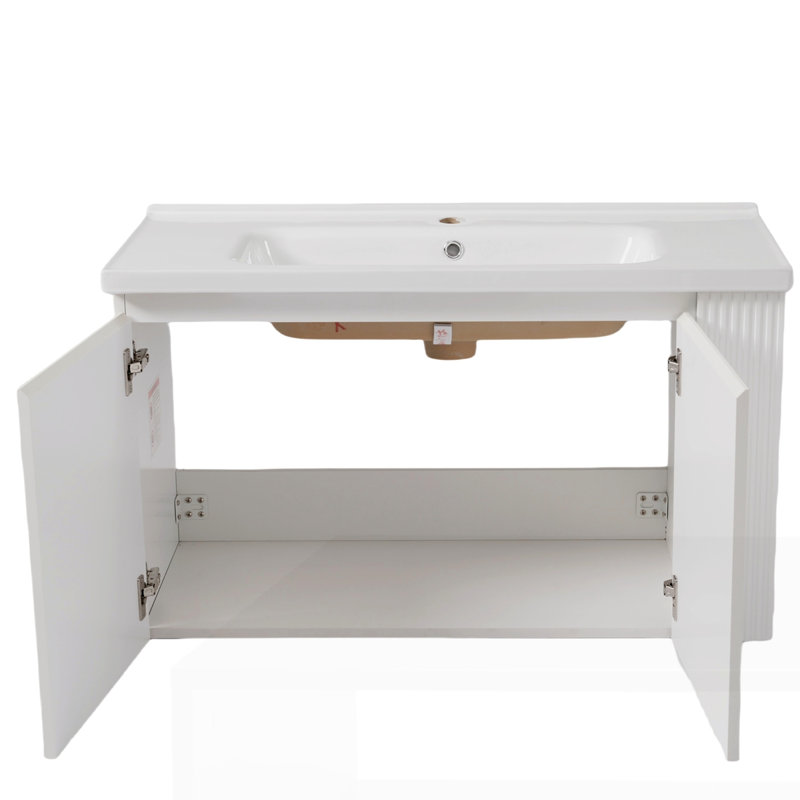 Meuble-lavabo mural moderne 36 po avec lavabo en céramique 36 po