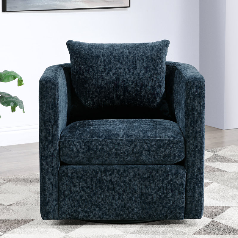Fauteuil d'appoint pivotant en tonneau bleu marine, Navy