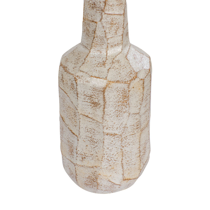 Rustic White and Brown Ceramic Decorative Floor Vase