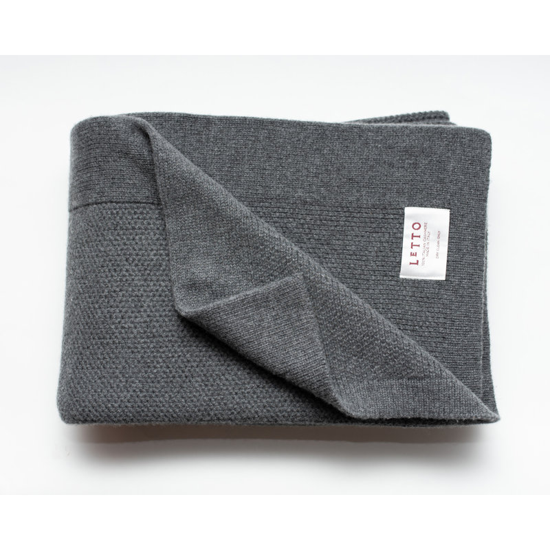 Domenica Knit Cashmere Throw Blanket, Charcoal